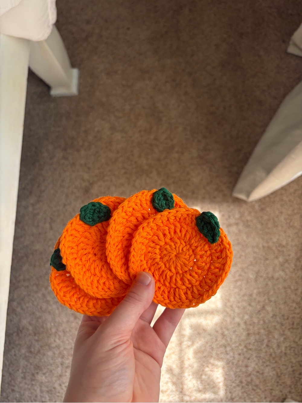 Handmade Crochet Orange Coasters